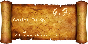 Gruics Fülöp névjegykártya